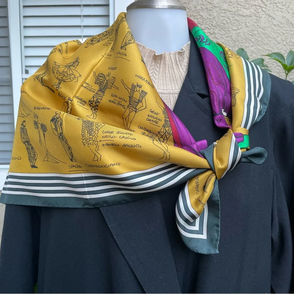 Vintage 80’s multicolored Gianni Versace silk scarf